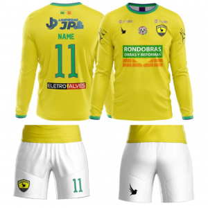 Primera equipación camiseta manga larga y pantalon corto Canarinha Futebol Clube temporada 23/24